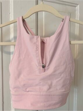 Lululemon Pink Zip-Front Athletic Crop Tank Top Sports Bra